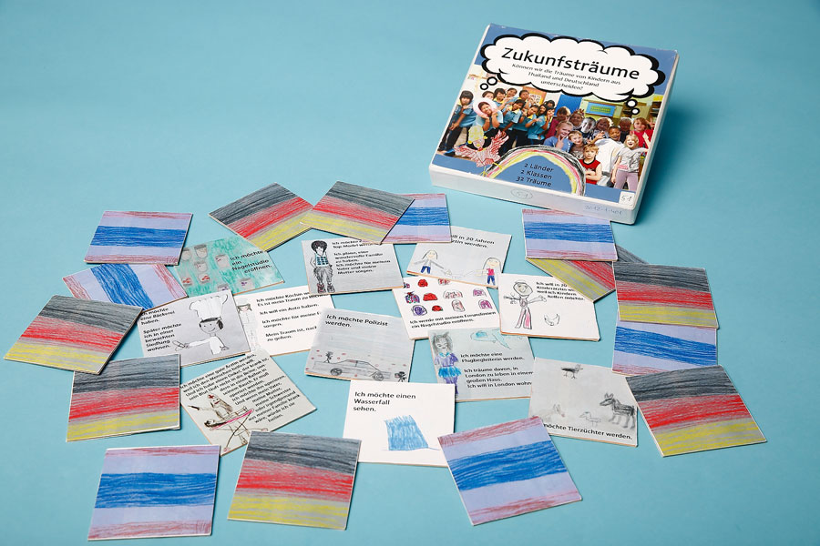 Kartenspiel, Memory: Zukunftsträume, Ausstellungsexponat der Grundschule