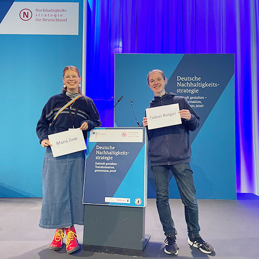 Maria Zintl und Tobias Burger bei Veranstaltung der Bundesregierung in Berlin